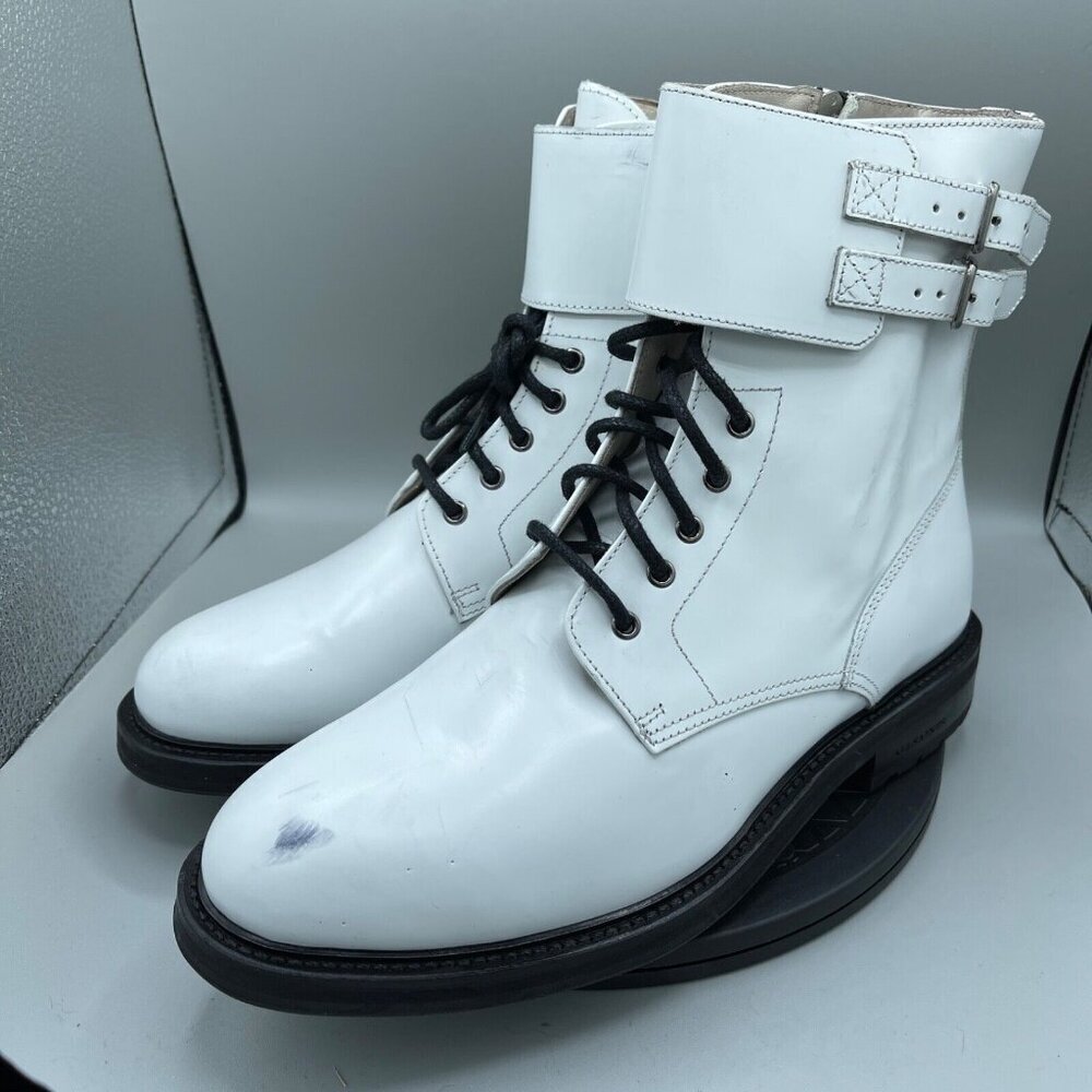 ALLSAINTS Brigade White Leather Combat Boots Size US 9.5 EU 40